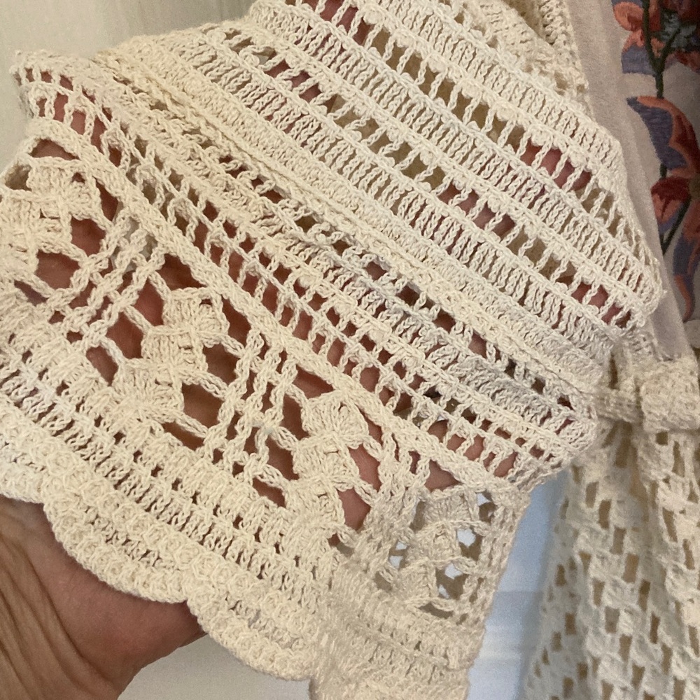 Handmade Boho Crochet Cardigan with Floral Embroidery - Picture 6 of 14